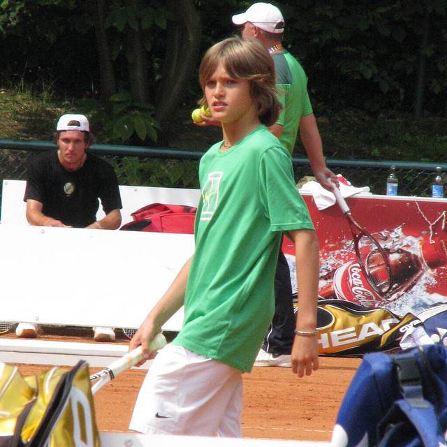 Then and now: Alexander Zverev as a kid on a tennis court