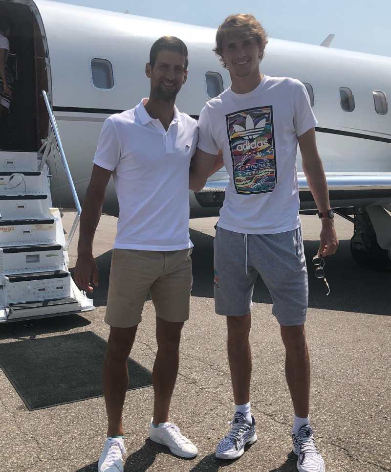 Friends: Novak Djokovic on the left and Alexander Zverev on the right
