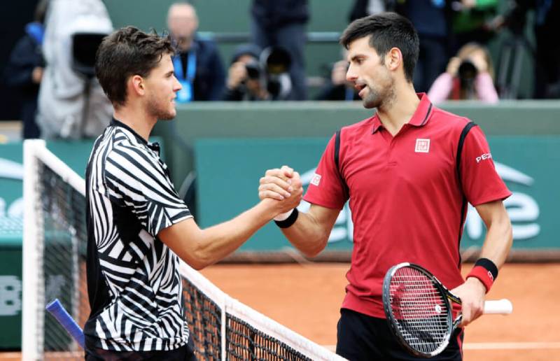 Dominic Thiem with his friend Novak Djokovic