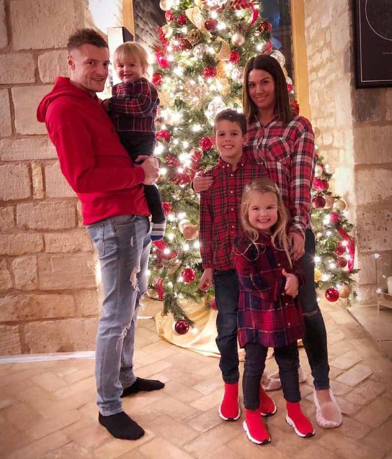 Family: Jamie Vardy with his wife and kids