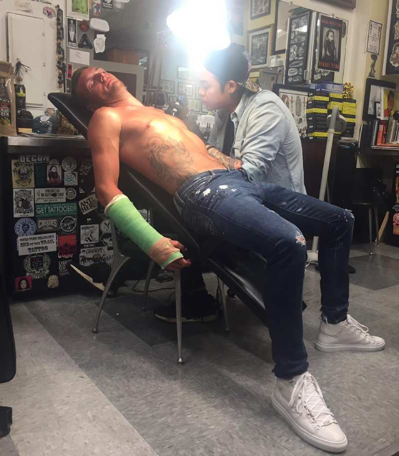 Jamie Vardy getting a tattoo