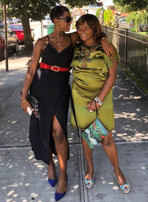 Lashana Lynch with her mother