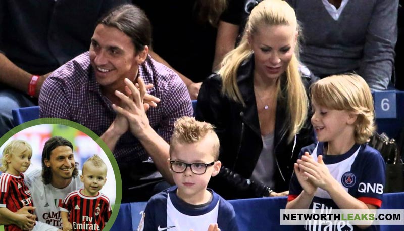 Zlatan Ibrahimovic's wife and two kids (sons Maximilian and Vincent)