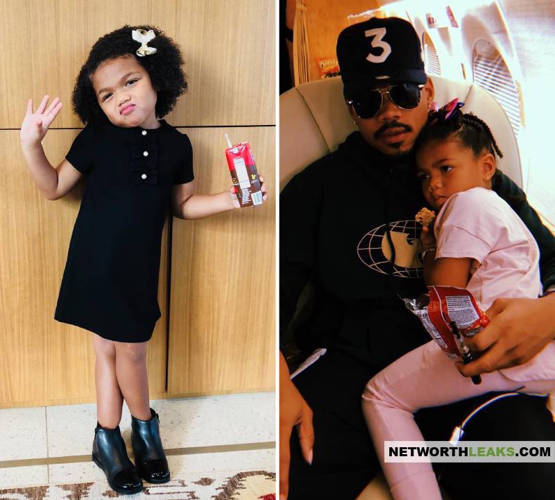 Chance The Rapper with his daughter Kensli Bennett