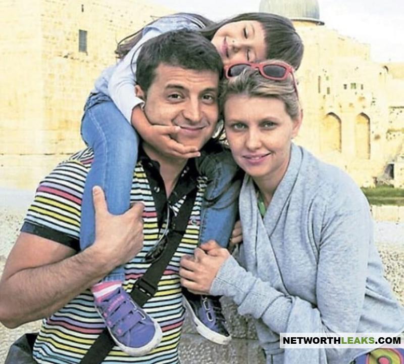 Volodymyr Zelensky with his wife Yelena Zelenskaya and their daughter