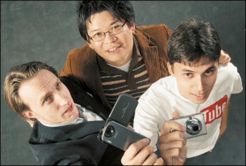 Jawed Karim with his friends and co-founders of YouTube, Chad Hurley and Steve Chen